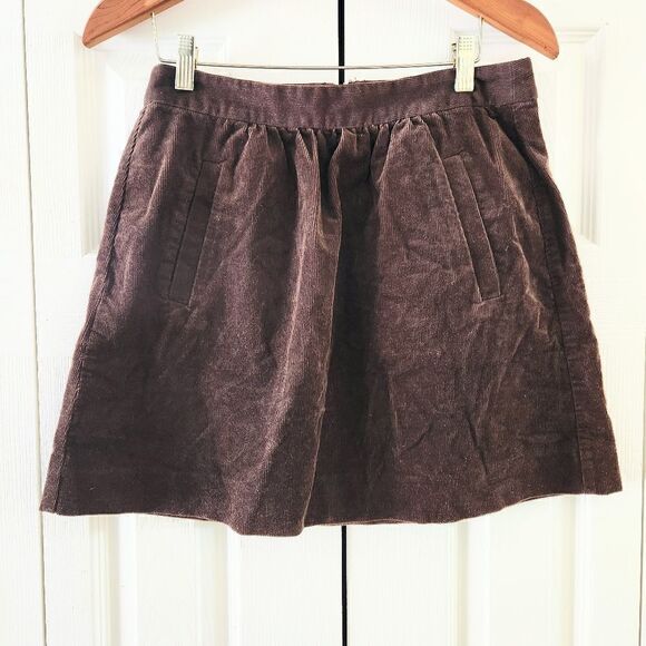 J. Crew Chocolate Brown Corduroy A Line Miniskirt US 2 - Picture 1 of 4